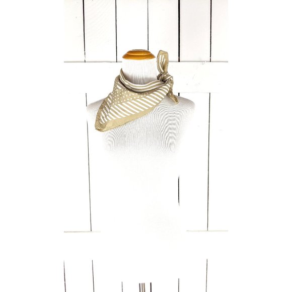 Vintage Accessories - Vintage striped polka dot square neck head scarf